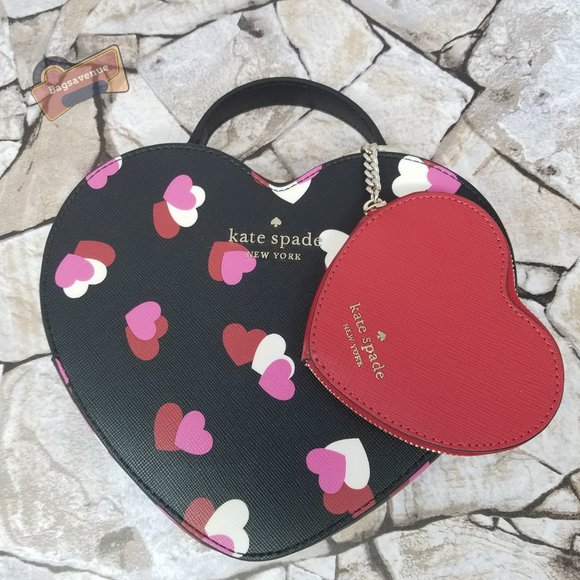 #bagsavenue heart flutter love shack crossbody black coin purse key Kate Spade - Picture 1 of 15